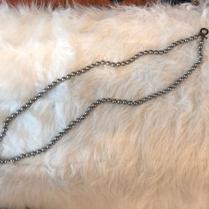 Long grey pearl necklace faux pearl